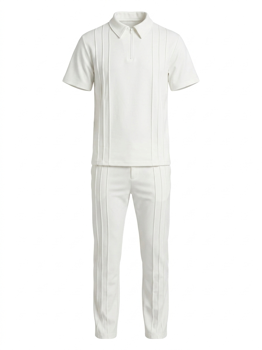 Ensemble Polo Zippé Santorin - Blanc